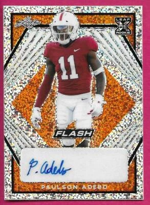 2021 Leaf Flash Football PAULSON ADEBO #BA-PA1 Rookie Orange Autograph 8/10 - Image 1 of 2