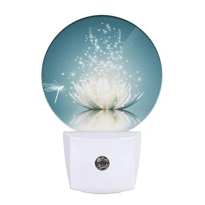 Luz Nocturna Lotus Lirio de Agua en Estanque Libélula Floral Enchufable Luces Nocturnas con... Foto 1 de 4