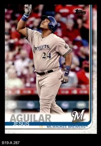 2019 Topps #287 Jesus Aguilar Grey Jersey Brewers COMMON VARIATION 8 - NM/MT - Picture 1 of 2