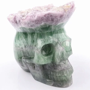 5.8'' Natural Fluorite Carved Crystal Skull,Crystal Healing,Home Decoration - Picture 1 of 11