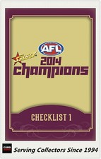 2014 SELECT AFL CHAMPIONS GOLD PARALLEL CARD CG1 CHECKLIST1