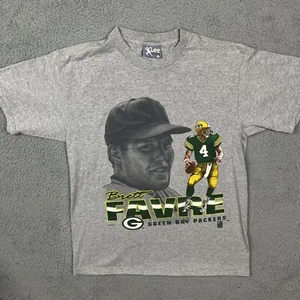 VTG 90s Lee Sport Brett Favre #4 Green Bay Packers NFL Grey T-Shirt USA Size L - Imagen 1 de 6