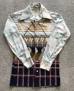 Vtg 70s Second Hand Rose By Mack Shirt Mens Small All Over Print Disco Western - Picture 1 of 8