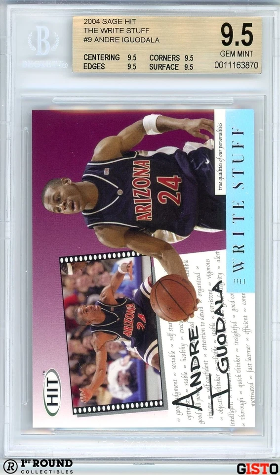 POP 1: Andre Iguodala BGS 9.5: 2004 SAGE HIT The Write Stuff Rookie Insert Gisto - Image 1 of 3