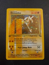 1999 Pokemon TCG Error Cigar Paper 1st Edition Hitmonlee HOLO #7/62 Fossil NM