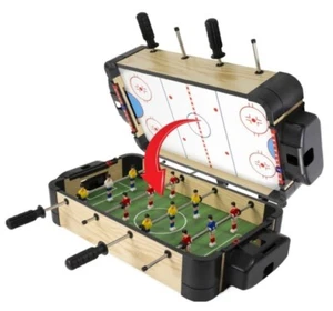 2-IN-1 GAMES TABLE MINI FOOTBALL & HOCKEY TABLETOP FUN FAMILY OFFICE GAME GIFT - Picture 1 of 4