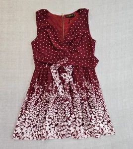 Ravi Famous London Sleeveless Floral Print Dress Maroon and White Size 14 EUC - Picture 1 of 15