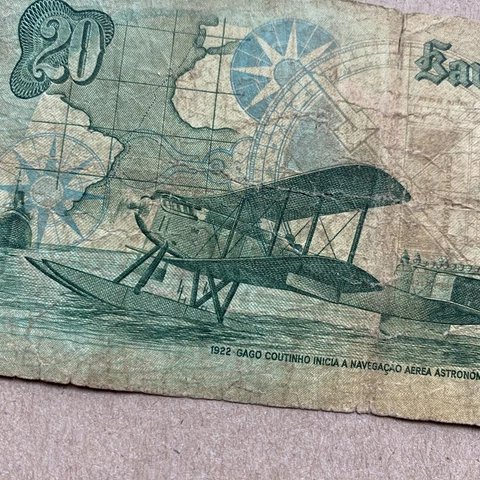 PORTUGAL 20 ESCUDOS Banknote 1978 AIRPLANE Water Paper MONEY Currency Plane Note Cover