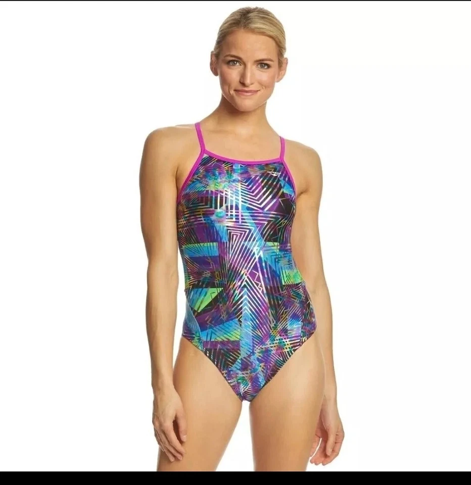 TYR The Finals Youth Girls Bubble Blitz Foil Swimsuit Flutterback -Size 22