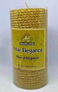 New! Health-Side Pillar Elegance Decorative Gold Candle ~6" tall x 2.8" in dia. - Picture 1 of 6