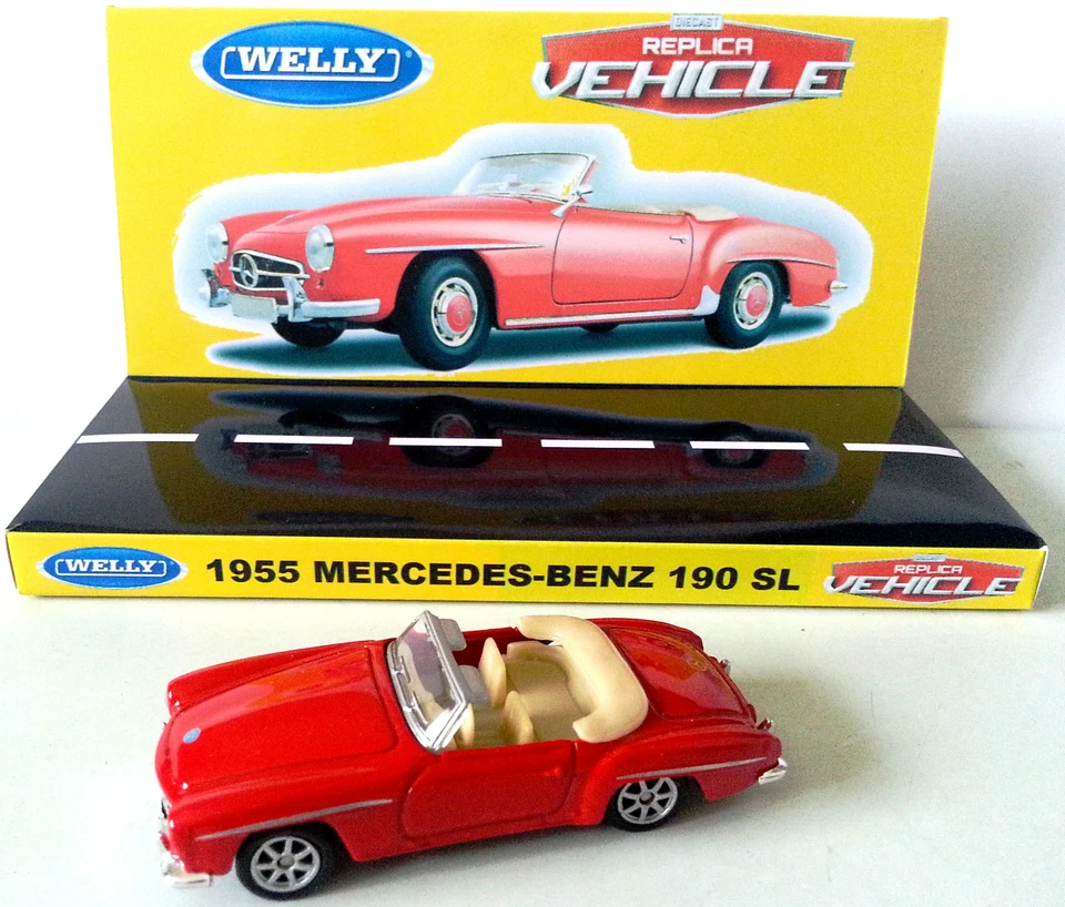 WELLY Replica Vehicle 1955 MERCEDES BENZ 190 SL Car on Custom Display Diarama - Image 1 of 1