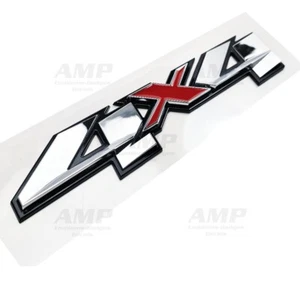 4x4 3D Emblem Fits 2007-2025 Chevrolet GMC Red Chrome 1pc Replaces OEM Decal - Foto 1 di 3