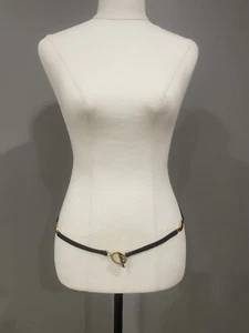 JAEGER Vintage Metal Ring Waist Belt Thin Leather with Medallions - Bild 1 von 9