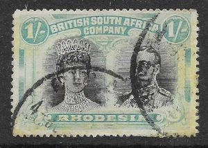 RHODESIA 1910-13,DOUBLE HEAD, 1/- Perf 15, SG 177. Used - Picture 1 of 1