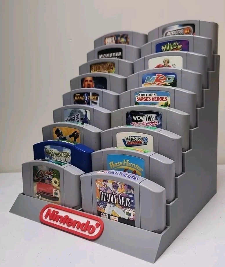 Soporte de exhibición de cartuchos Nintendo 64, N64 18, impreso en 3D Foto 1 de 4
