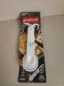 Set Of 4 Good Cook Measuring Spoons Plastic White New! - Picture 1 of 3