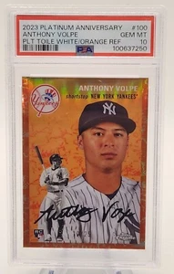 Anthony Volpe 2023 Topps Chrome Platinum #100 Toile White/Orange /25 PSA 10 - Picture 1 of 2