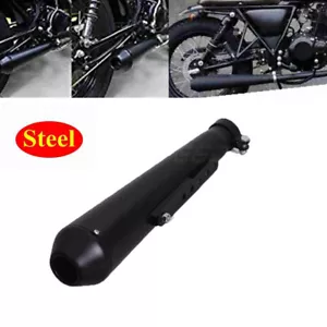 Black 18 inch Cone Exhaust Pipe Muffler Fit Harley Bobber Chopper Cafe Racer - Picture 1 of 9