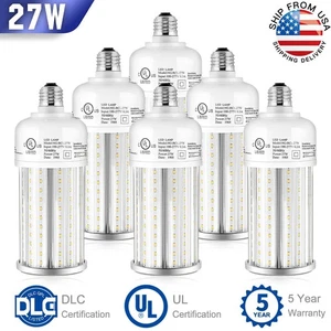 (6 Pack) 27 Watt LED Corn Bulb 6000K Cool White E26 Standard Base UL DLC Listed - Picture 1 of 10