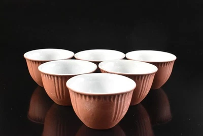 T853: TAZA DE TÉ con forma de cerámica marrón china Senchawan 6 piezas, Foto 1 de 4