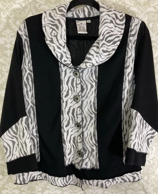 Chaqueta para mujer PARSLEY & SALVIA talla mediana estampado animal elástico bohemio top Foto 1 de 4