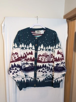 Vintage Northern Reflections Cardigan Sweater Size XL Nordic Winter Ski - Image 1 of 4
