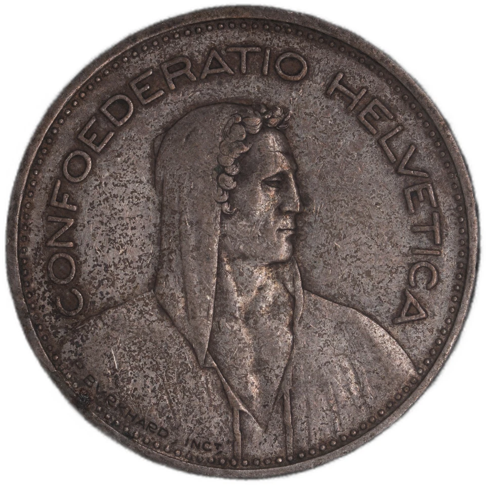 Switzerland - 5 Francs - 1932 - KM#40 - Silver .835 - Image 1 of 3