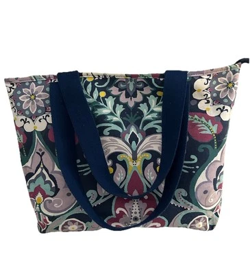 PB 青少年陶器谷仓托特包 I-Kat 图案紫色蓝色 12.5 英寸 x 13.5 英寸 x 4 — 第 1/4 张图片