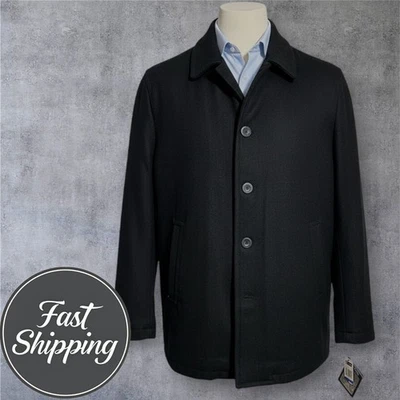 CHAPS Men's XL Wool Blend Overcoat Padded Coat Topcoat Black - Image 1 of 4