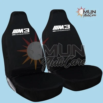 Подходит для BMW M3 Competition бело-черные сверхпрочные 100% водонепроницаемые чехлы на сиденья 1+1 - Изображение 1 из 2