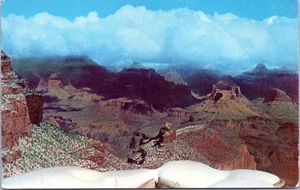 Snowy Grand Canyon, from Bright Angel Lodge - 1958 Posted Fred Harvey Postcard - Picture 1 of 2