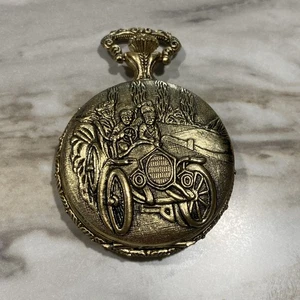 Vintage Geneva Pocket Watch Swiss Made Bubble Glass with Chain, Untested - Picture 1 of 4