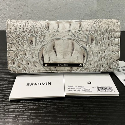 Cartera delgada Brahmin Ady FAIREST GREY MELBOURNE con ojo de cuero nueva con etiquetas Foto 1 de 4
