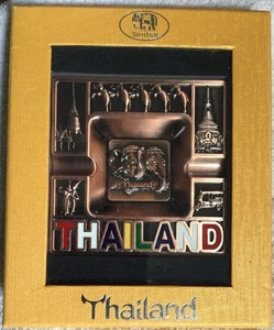 Vintage Neu im Karton Thailand Aschenbecher schwer Kupfer Thai Stadt Elefant Tier Tempel BX21 - Bild 1 von 3