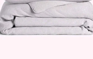 Washed European Linen Duvet Cover Fog Chambray-Full /Queen  - Picture 1 of 3