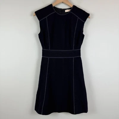 Tory Burch 100% Wool Mini Dress Women's 2 Black Sleeveless Sheath A-Line Classic - Image 1 of 4