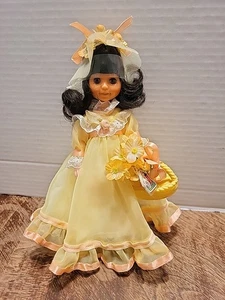 Vintage 70s 8" Doll Sleepy Eyes Brunette Easter Sunday - Picture 1 of 11