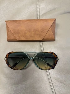 Jack Hartford Panther Aviator Brown Gradient Teal Aviator Sunglasses Gold - Picture 1 of 7