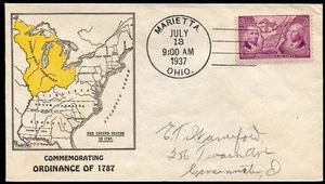 #795 1937 3c Ordinance of 1787 FDC (Warneford?) - Picture 1 of 1