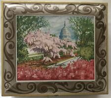 Large Vintage Sunshine Biscuits Tin U.S. Capitol Cherry Blossoms Washington DC