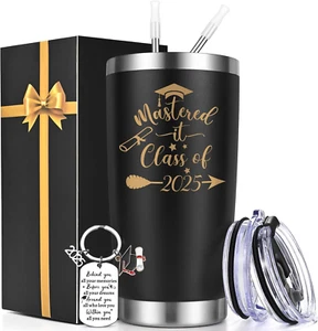 Masters Degree Graduation Gifts, Mastered It Class of 2025 20Oz Insulated Tumble - Picture 1 of 12