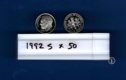 1992 S Proof Dime Roll -50 Coins Cover