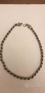 Collana in argento 925 ‰ a torciglione o treccia lunghezza cm 47.5 , peso 89 gr - Foto 1 di 2
