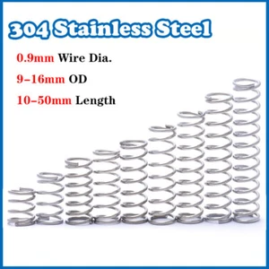 Compression Spring 0.9mm Wire Dia 9-16mm Dia 10-50mm Length 304 Stainless Steel - Picture 1 of 15