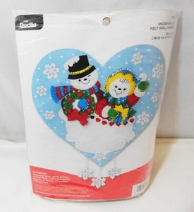 Felt Embroidery Kit ~ Plaid/Bucilla Snowman Love Wall Hanging #86917E  G - Picture 1 of 3