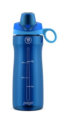 Pogo BPA-Free Tritan Plastic Water Bottle with Chug Lid 18 Oz Blue