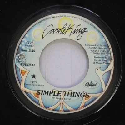 Rock 45 Carole King - Simple Things / Hold On On Capitol Records - Image 1 of 2
