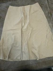 "Falda Talbots Beige Maxi Forrada Cremallera Lateral Mezcla de Lino Talla 14 Cintura 34"" Largo 29""" - Imagen 1 de 6