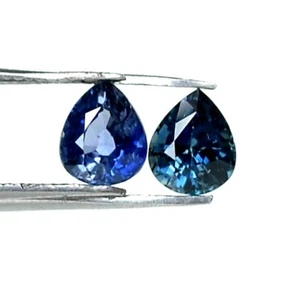 6x5 mm Certified Natural Blue Sapphire Pear Cut Pair 1.84 CTS Loose Gemstones - Picture 1 of 10