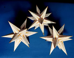 3D Adventsstern 3x kleine Sterne gold weiß innen-SET Weihnachtsstern Erzgebirge - Bild 1 von 2